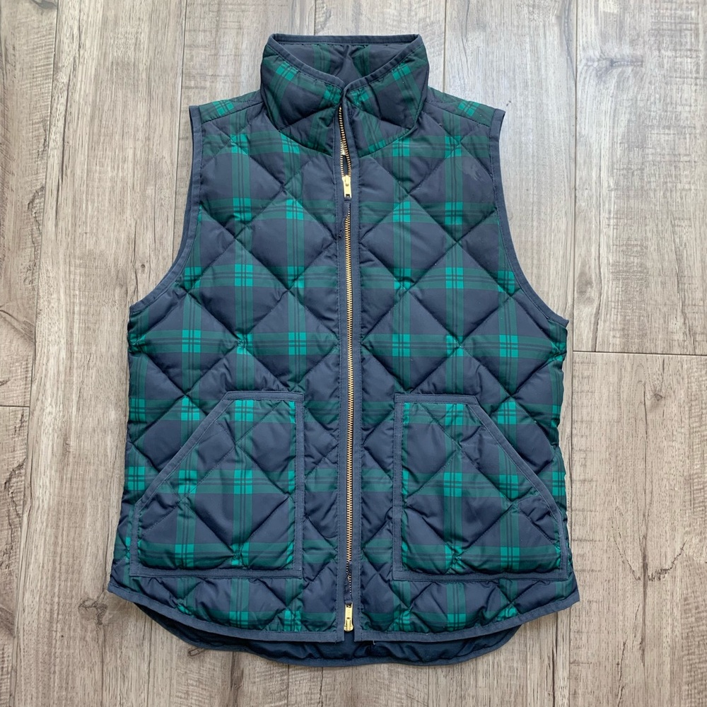 J. Crew Tartan Plaid Excursion Vest Green Navy S
